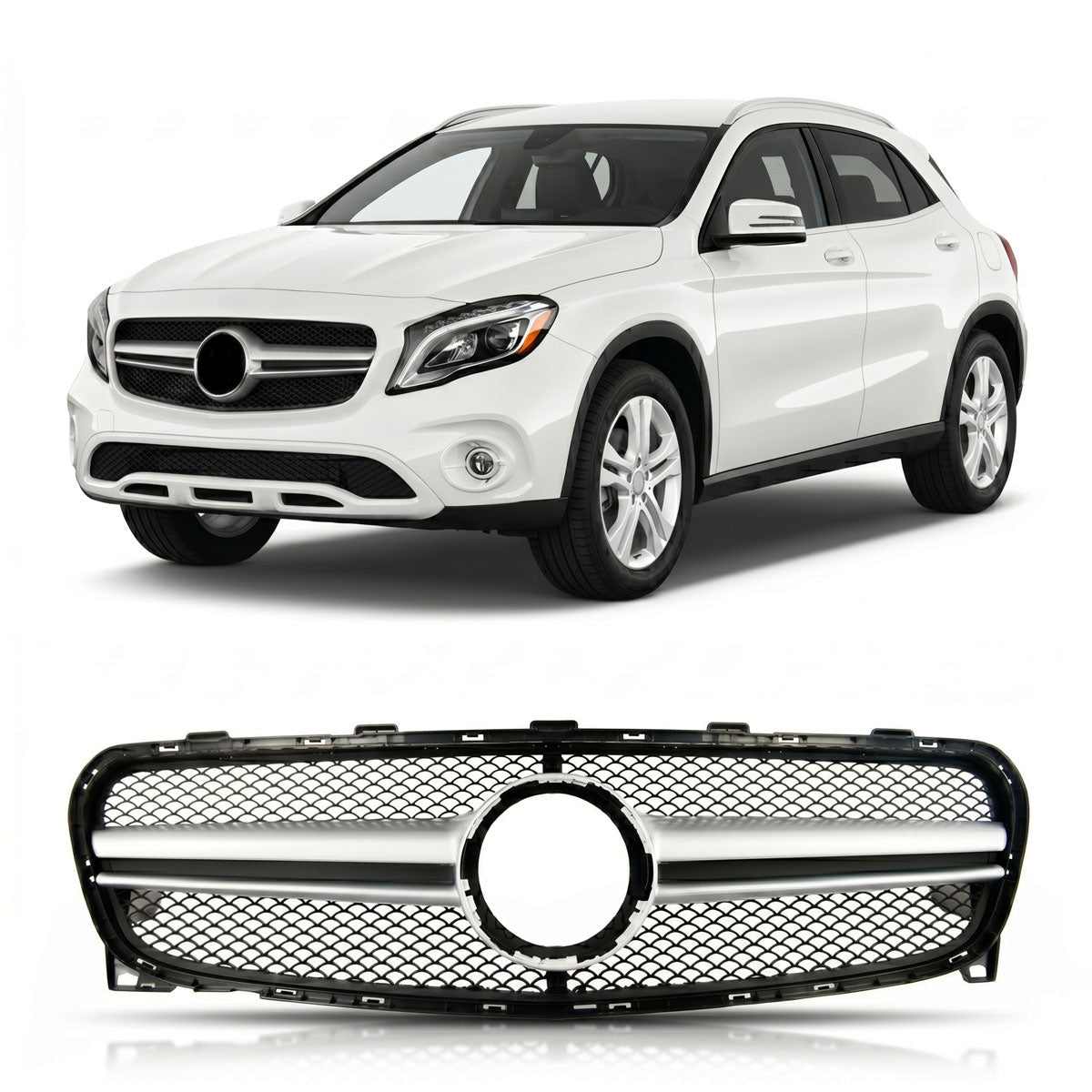 Front Grille Silver passend für Mercedes GLA X156 2017-2019 – Bild 1