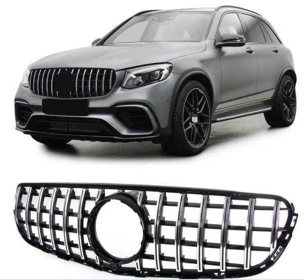 Kühlergrill Schwarz Chrom passt passend für Mercedes GLC X253 +Sport-Panamericana GT
