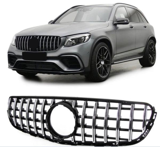 Kühlergrill Schwarz Chrom passt passend für Mercedes GLC X253 +Sport-Panamericana GT