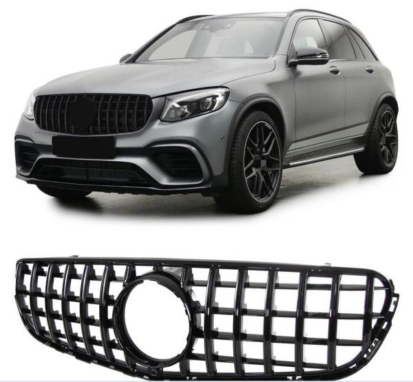 Kühlergrill Schwarz passend für Mercedes GLC X253 + Kamera Sport-Panamericana GT