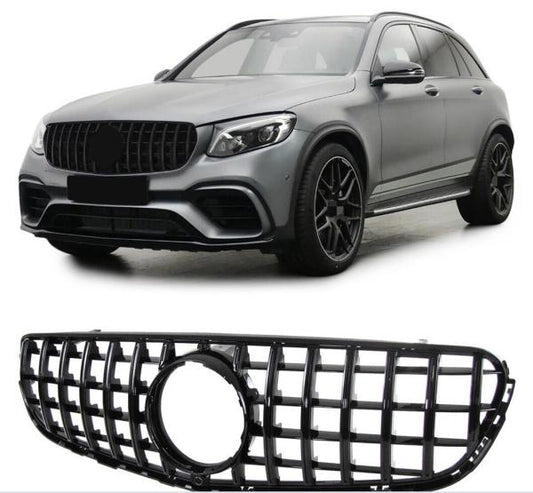 Kühlergrill Schwarz passend für Mercedes GLC X253 + Kamera Sport-Panamericana GT