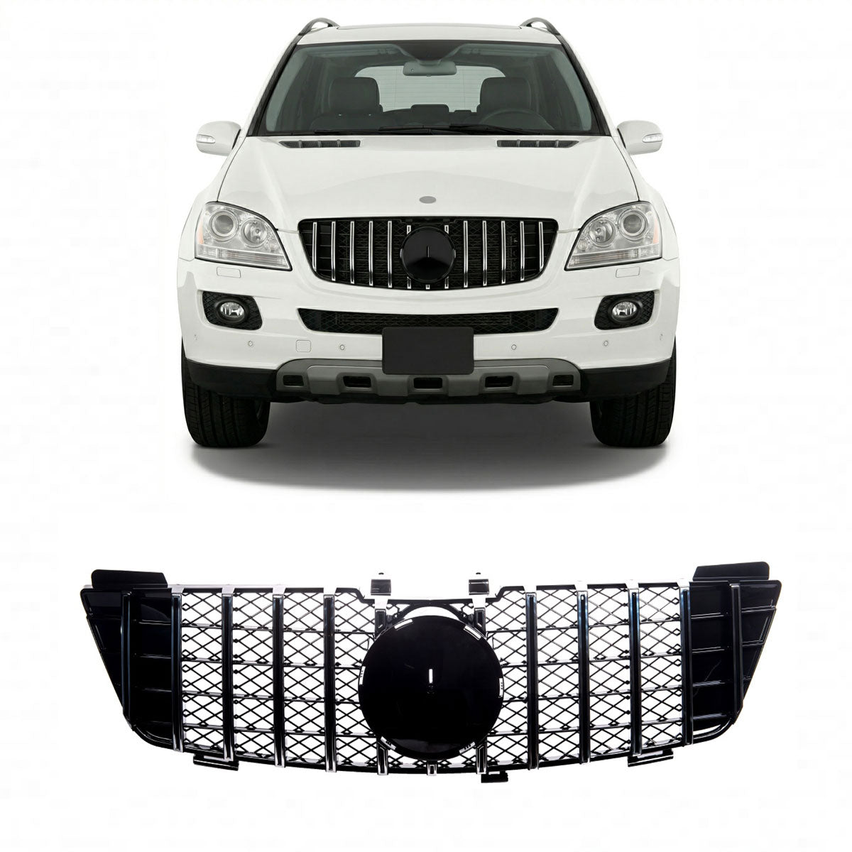 GT Chrome & Black Front Grille passend für Mercedes M-Class W164 2005-2008 – Bild 1