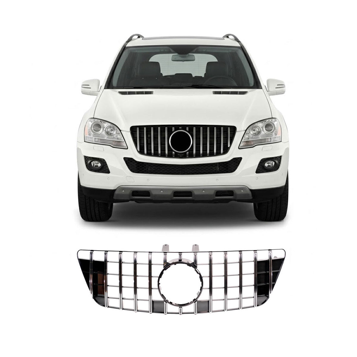 GT Chrome & Black Front Grille passend für Mercedes M-Class W164 2008-2011 – Bild 1