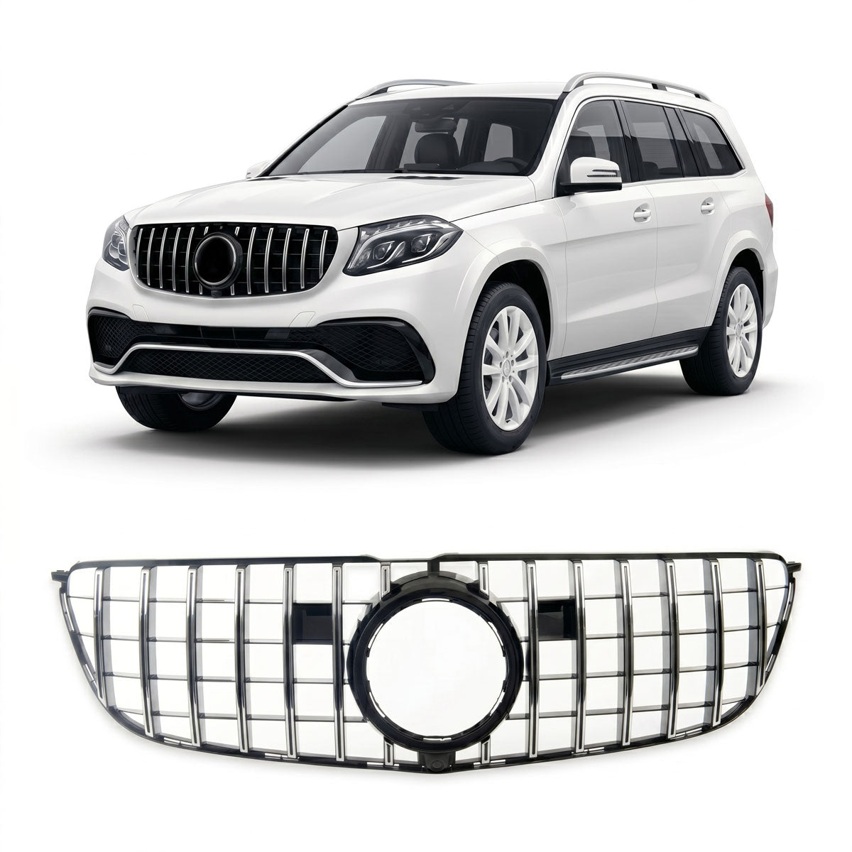 GT Grille Gloss Black passend für Mercedes GLS (X166) Facelift 2016-2019 – Bild 1