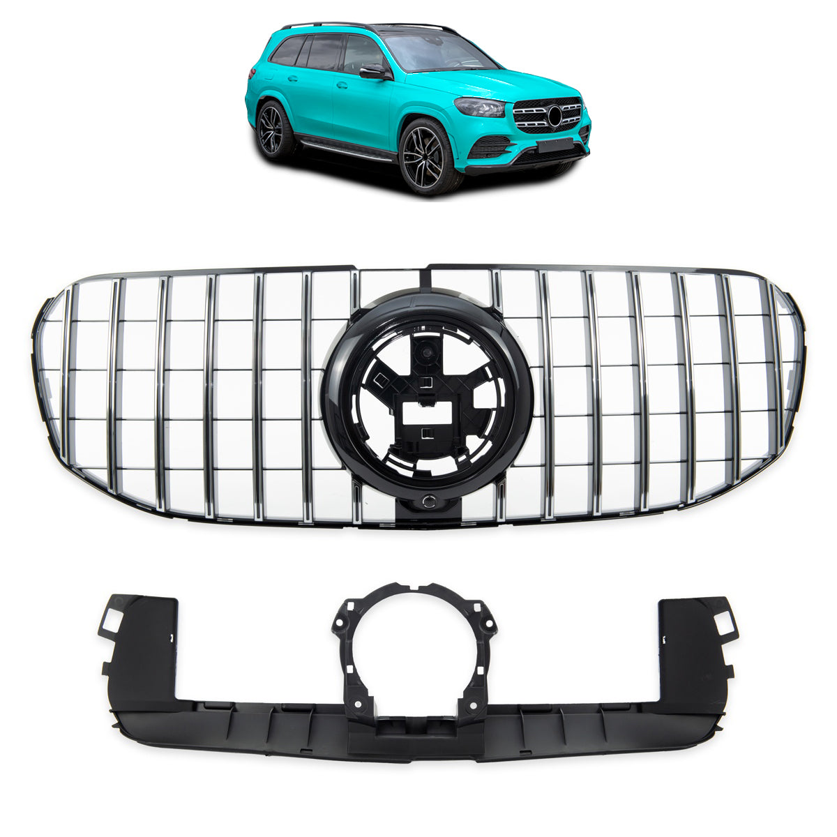 GT Style Front Grille Chrome & Black passend für Mercedes GLS X167 2018-2024 – Bild 1