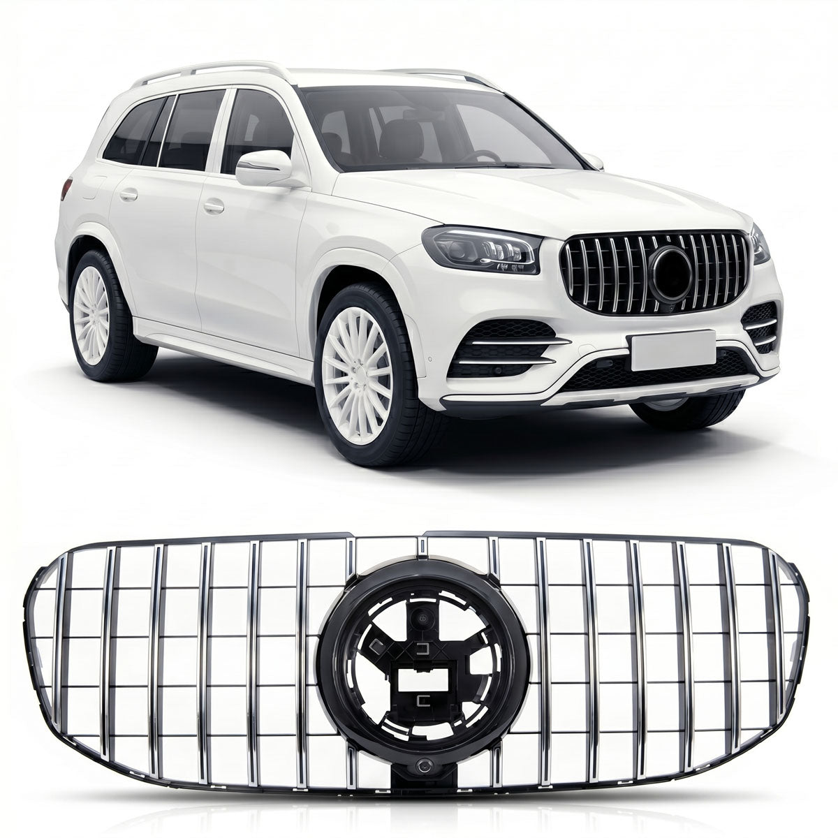 GT Gloss Black Front Grille with Camera passend für Mercedes GLS X167 2018-2024 – Bild 1