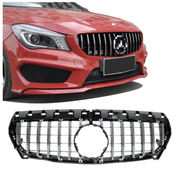 Kühlergrill schwarz chrom passt an passend für Mercedes W117 CLA 13-16 Sport-Panamericana GT