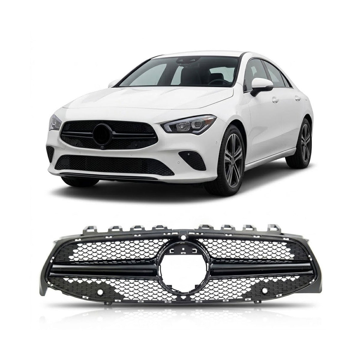 passend für Mercedes CLA C118 X118 2019-2024 Gloss Black A-Type Grille Camera – Bild 1