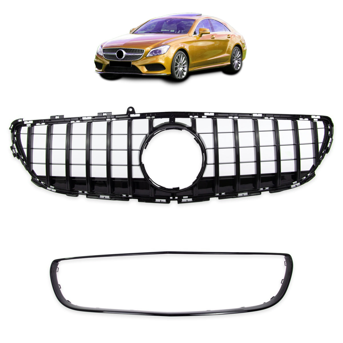 GT Gloss Black Front Grille passend für Mercedes CLS (C218) 2014-2018 – Bild 1