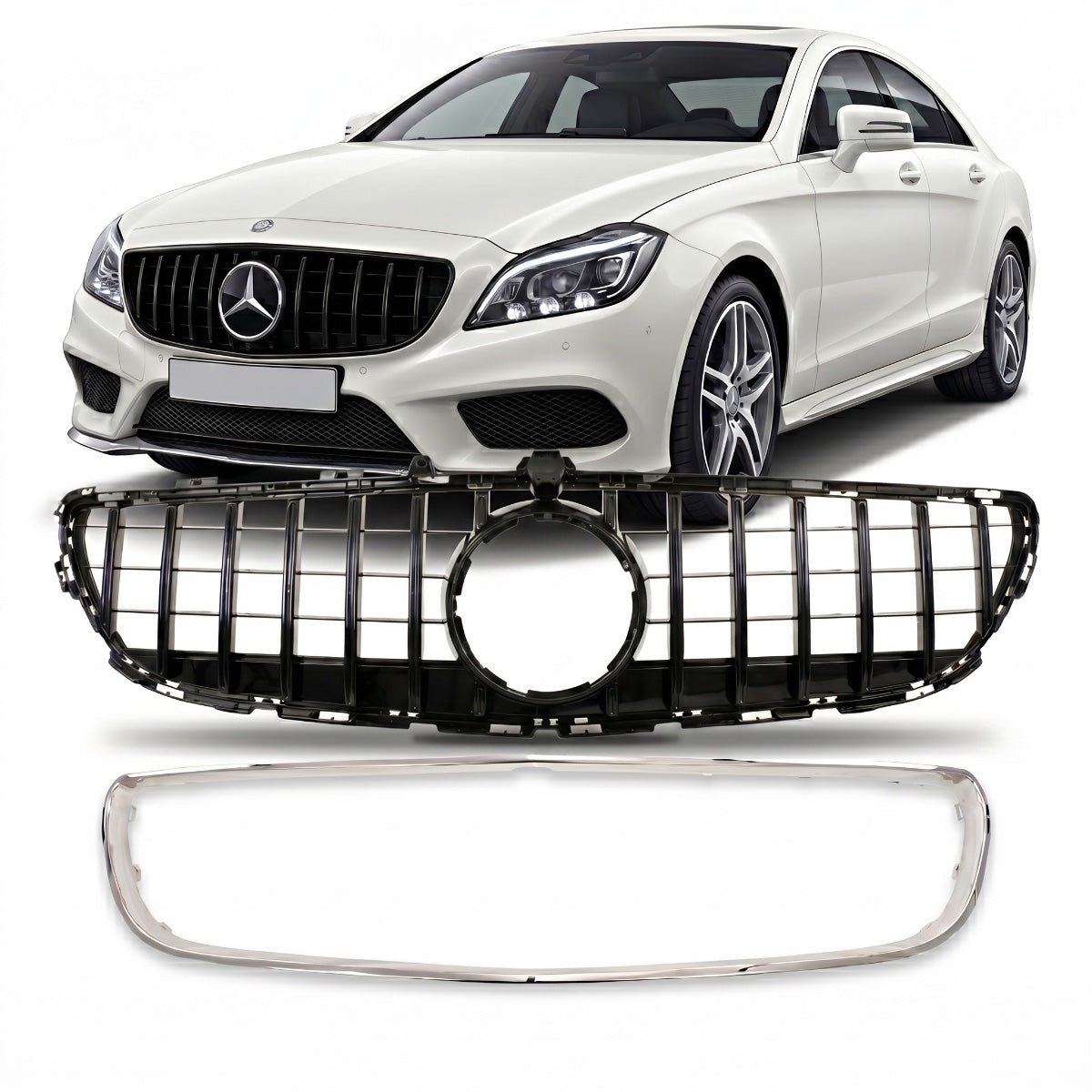 GT Style Gloss Black Front Grille passend für Mercedes CLS C218 2014-2018 – Bild 1