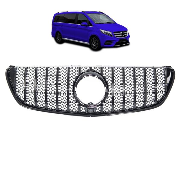 Kühlergrill Schwarz passt passend für Mercedes V-Klasse Viano W447 Sport-Panamericana