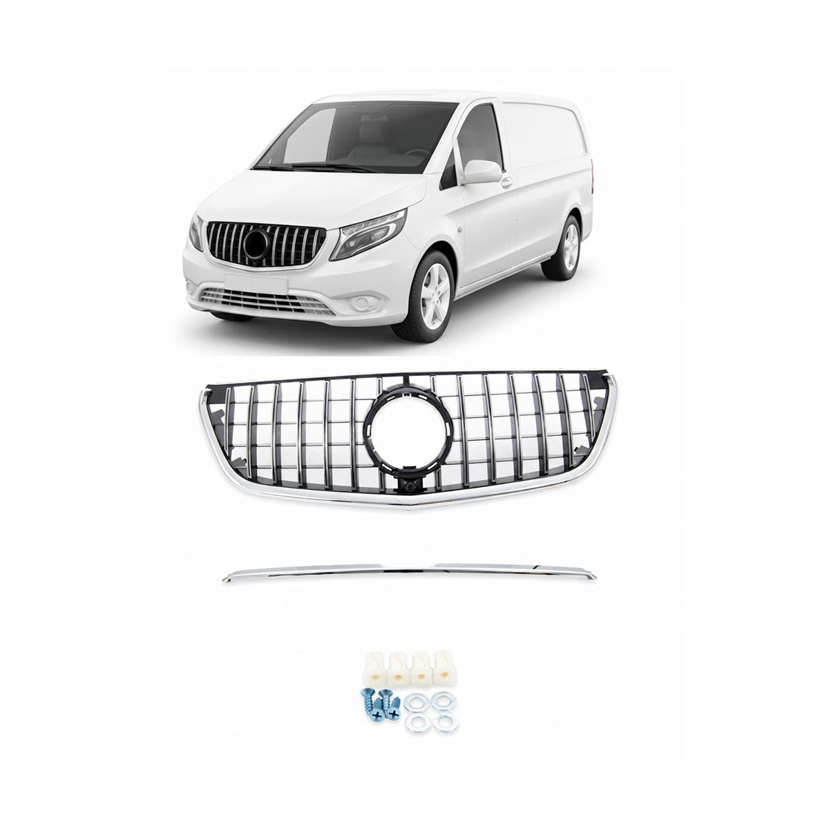 GT Chrome Front Grille passend für Mercedes Vito W447 2014-2019 – Bild 1