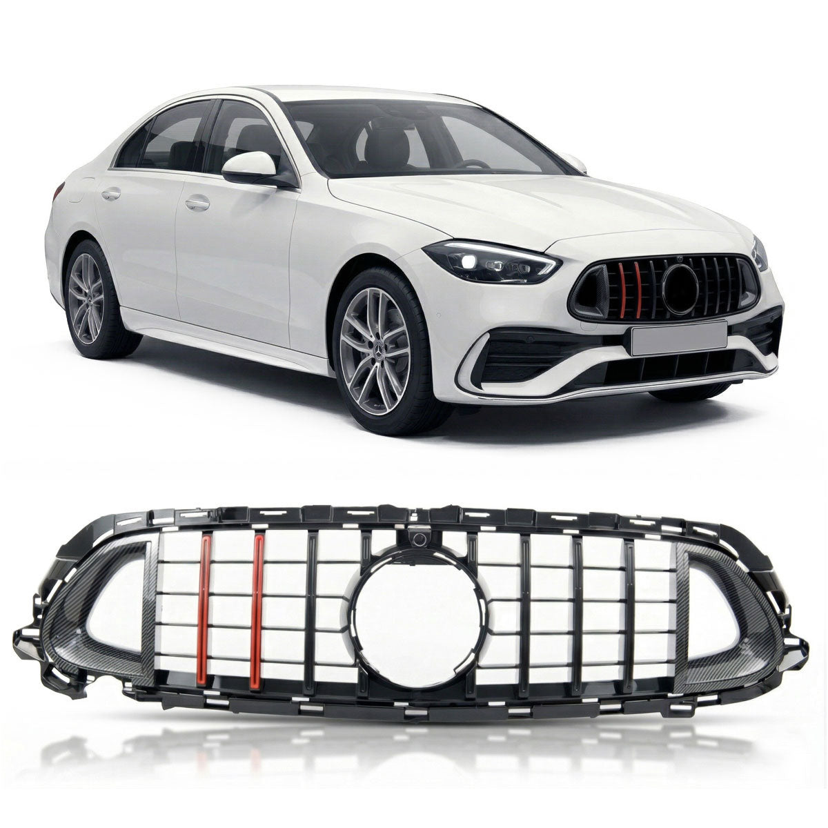 Front Grille GT Red/Carbon Look passend für Mercedes C-Class W206 2021-present – Bild 1
