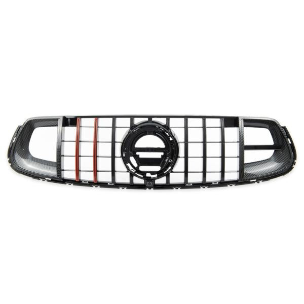 Kühlergrill Schwarz Rot + Carbon passt passend für Mercedes GLC X253 Evo Panamericana GT