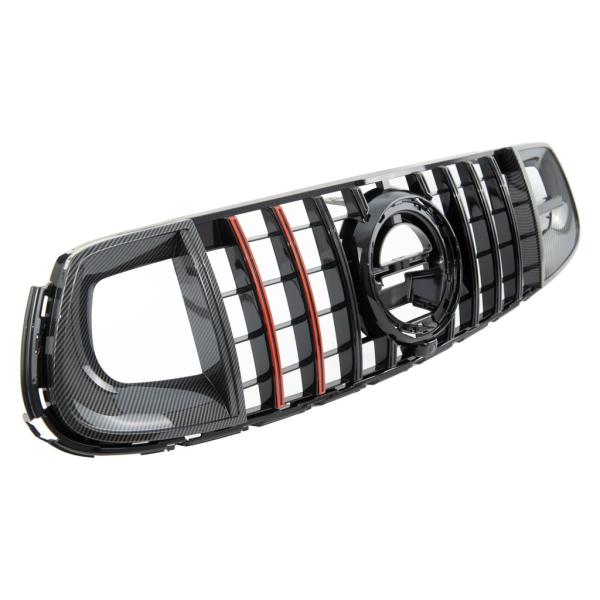 Kühlergrill Schwarz Rot + Carbon passt passend für Mercedes GLC X253 Evo Panamericana GT