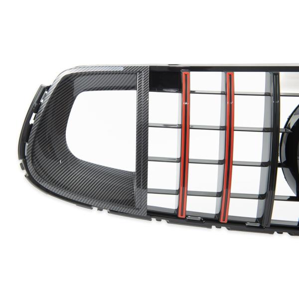 Kühlergrill Schwarz Rot + Carbon passt passend für Mercedes GLC X253 Evo Panamericana GT