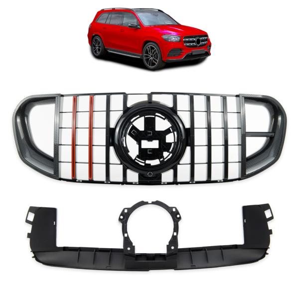 Kühlergrill Frontgrill schwarz GT-R Carbon Look passend für MERCEDES GLS (X167) 2018-