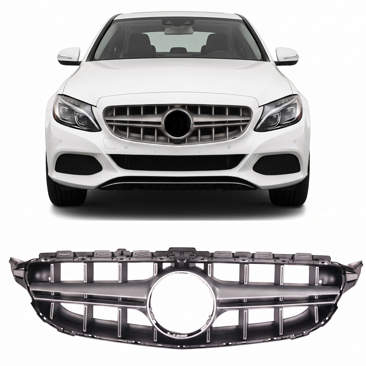 Grille Silver A-Type passend für Mercedes C-Class W205 S205 C205 A205 14-18 – Bild 1