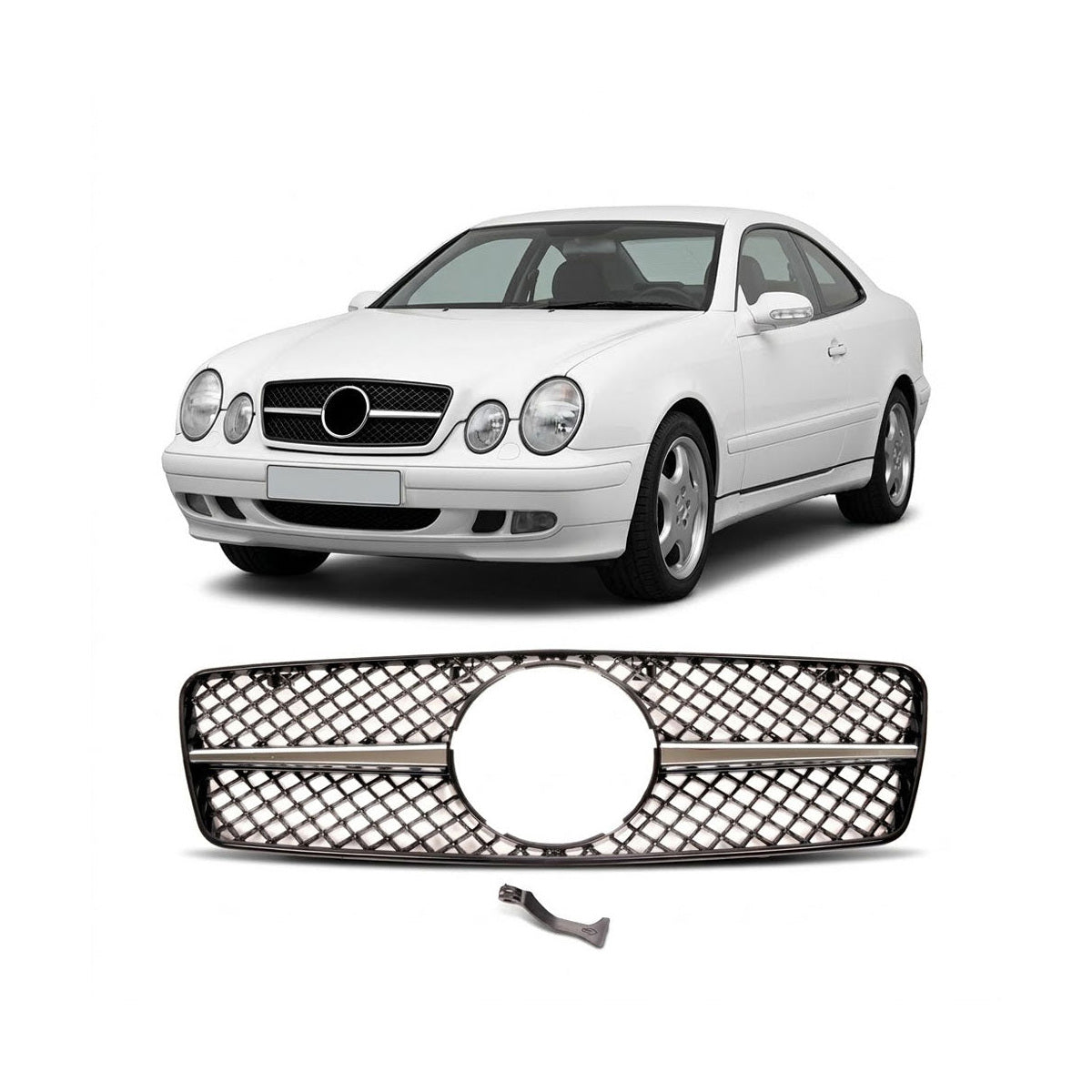 Front Grille Chrome & Black passend für Mercedes CLK W208 1997-2002 – Bild 1