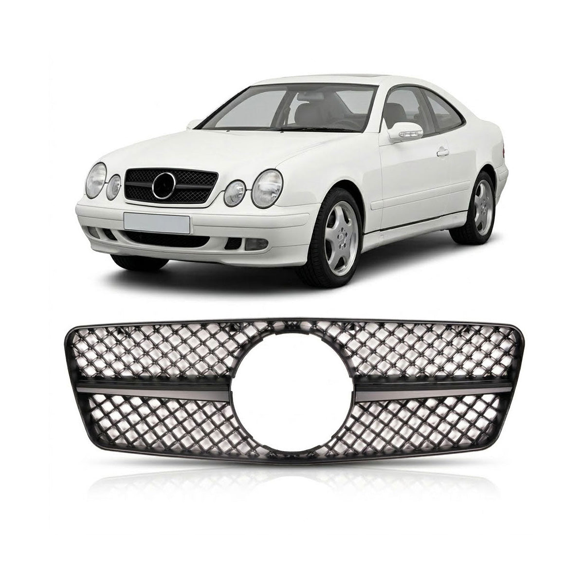 Front Grille Matt Black passend für Mercedes CLK W208 1997-2002 – Bild 1
