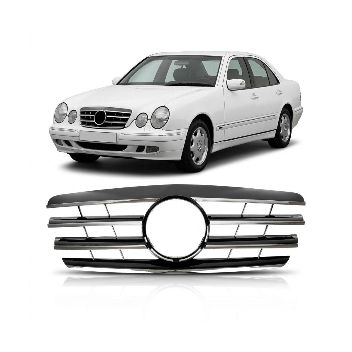 Front Grille Chrome & Black passend für Mercedes E-Class W210 1999-2002 – Bild 1