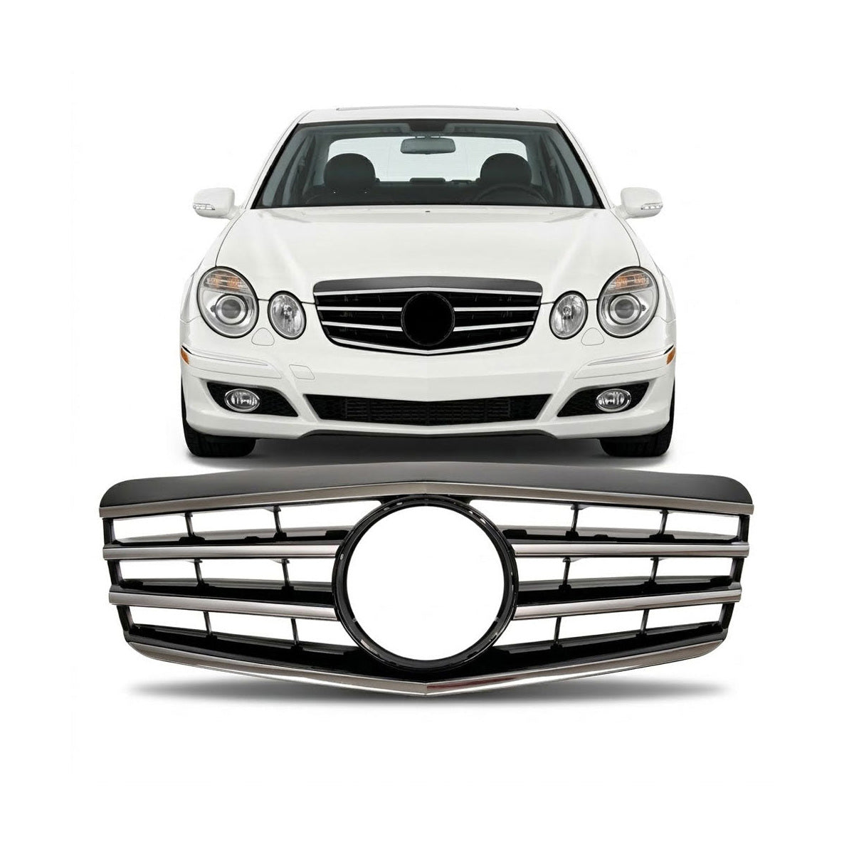 Sport Grille Chrome & Black passend für Mercedes E-Class W211 S211 2006-2009 – Bild 1