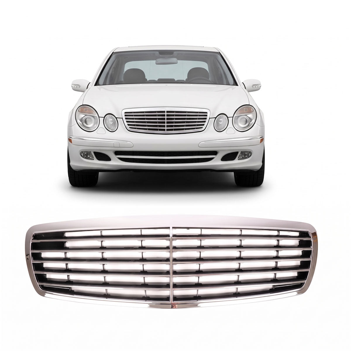 Front Grille Gloss Black Chrome passend für Mercedes E-Class W211 2002-2006 – Bild 1