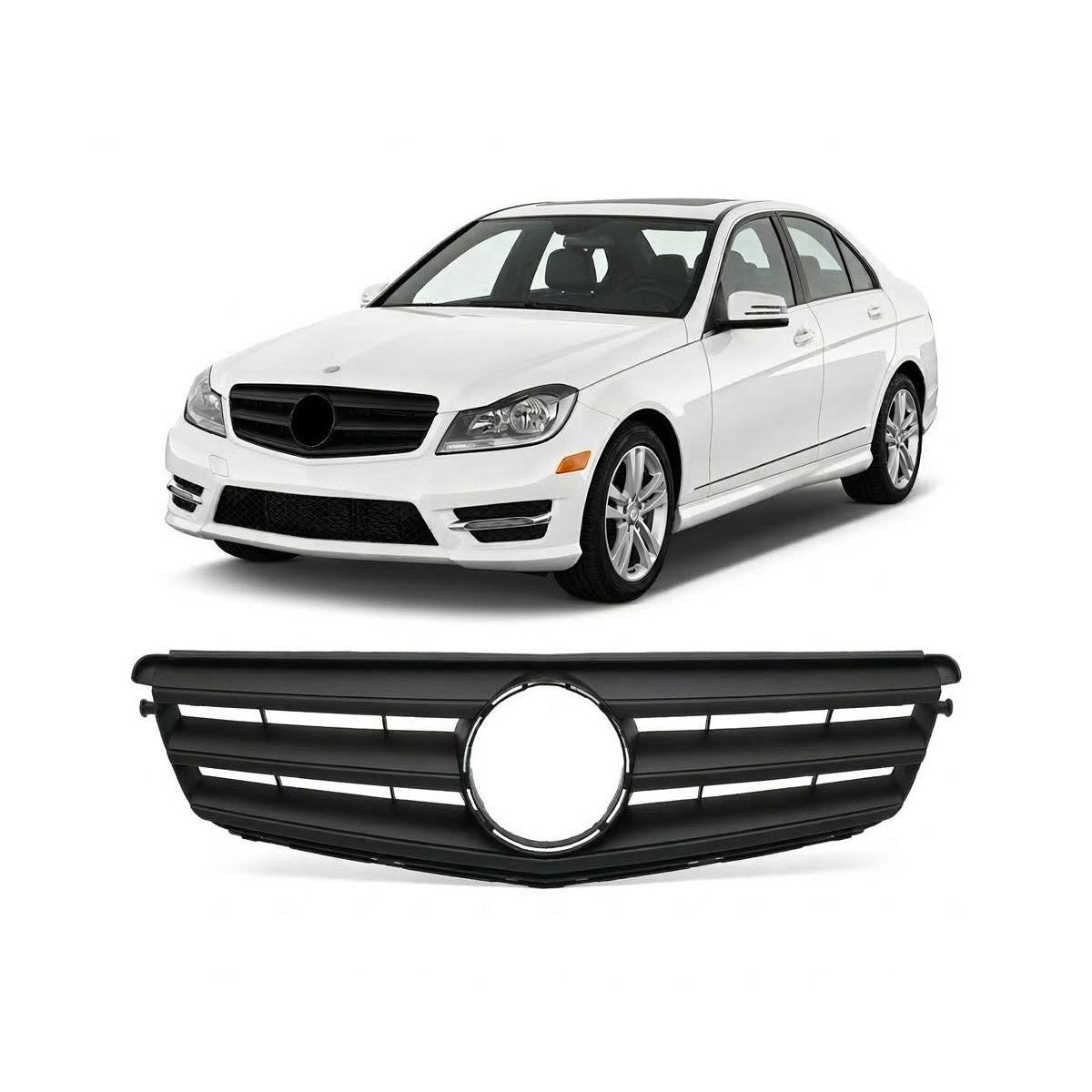 Front Grille Matt Black passend für Mercedes C-Class W204 2007-2015 – Bild 1