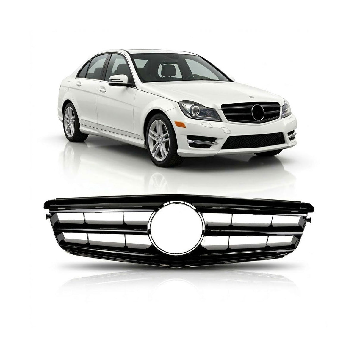 Front Grille Gloss Black passend für Mercedes C-Class W204 2007-2015 – Bild 1