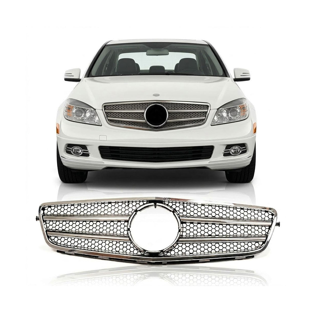 Front Grille Chrome & Black passend für Mercedes C-Class W204 2007-2015 – Bild 1