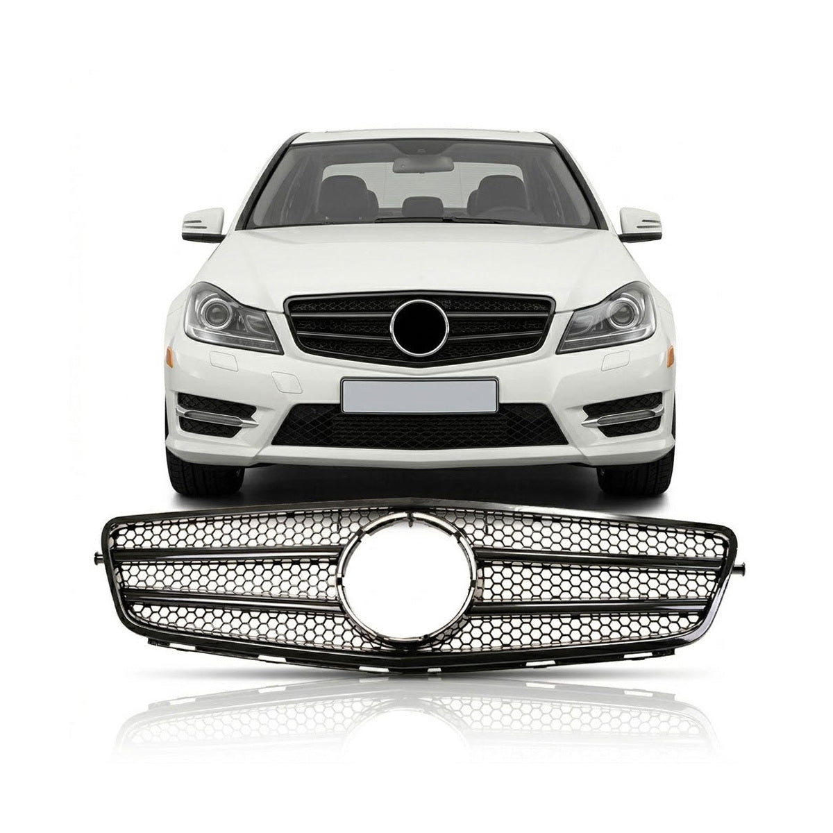 Front Grille Gloss Black passend für Mercedes C-Class W204 2007-2015 – Bild 1
