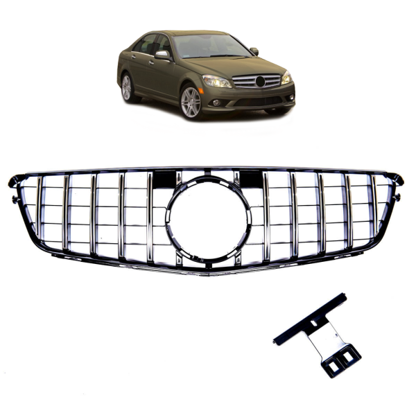 Kühlergrill Schwarz chrom passend für Mercedes W204 S204 C204 Panamericana 07-15