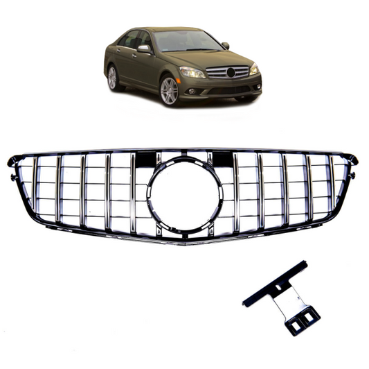 Kühlergrill Schwarz chrom passend für Mercedes W204 S204 C204 Panamericana 07-15