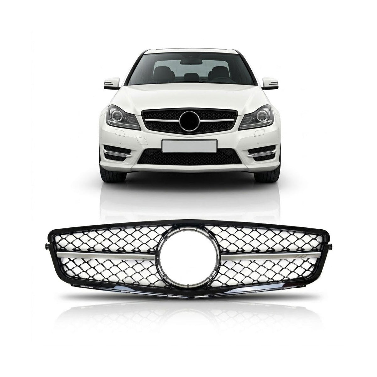 Grille Gloss Black Chrome passend für Mercedes C-Class W204 2007-2015 – Bild 1