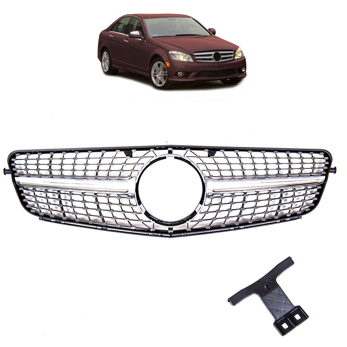 Front Grille Silver passend für Mercedes C-Class W204 2007-2015 – Bild 1