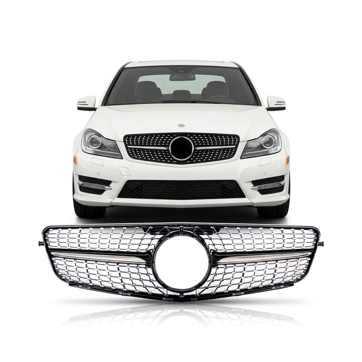 Front Grille Black with Spots passend für Mercedes C-Class 2007-2015 – Bild 1