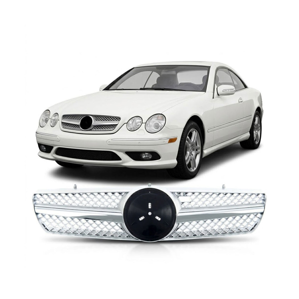Sport Grille Chrome & Silver passend für Mercedes CL-Class C215 Coupe 1999-2006 – Bild 1