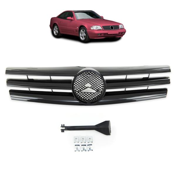 Sport Kühlergrill Schwarz glanz passend für Mercedes Benz SL (R129) ab 1989-2001