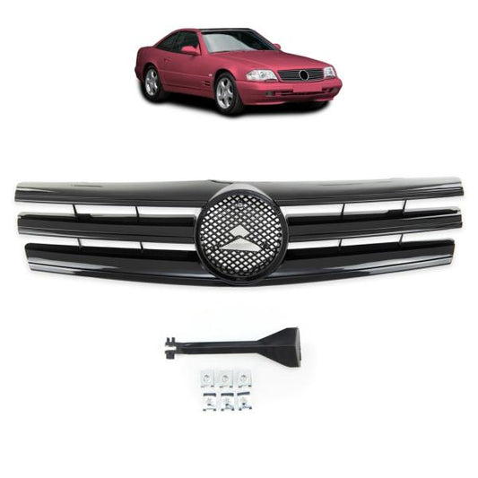 Sport Kühlergrill Schwarz glanz passend für Mercedes Benz SL (R129) ab 1989-2001