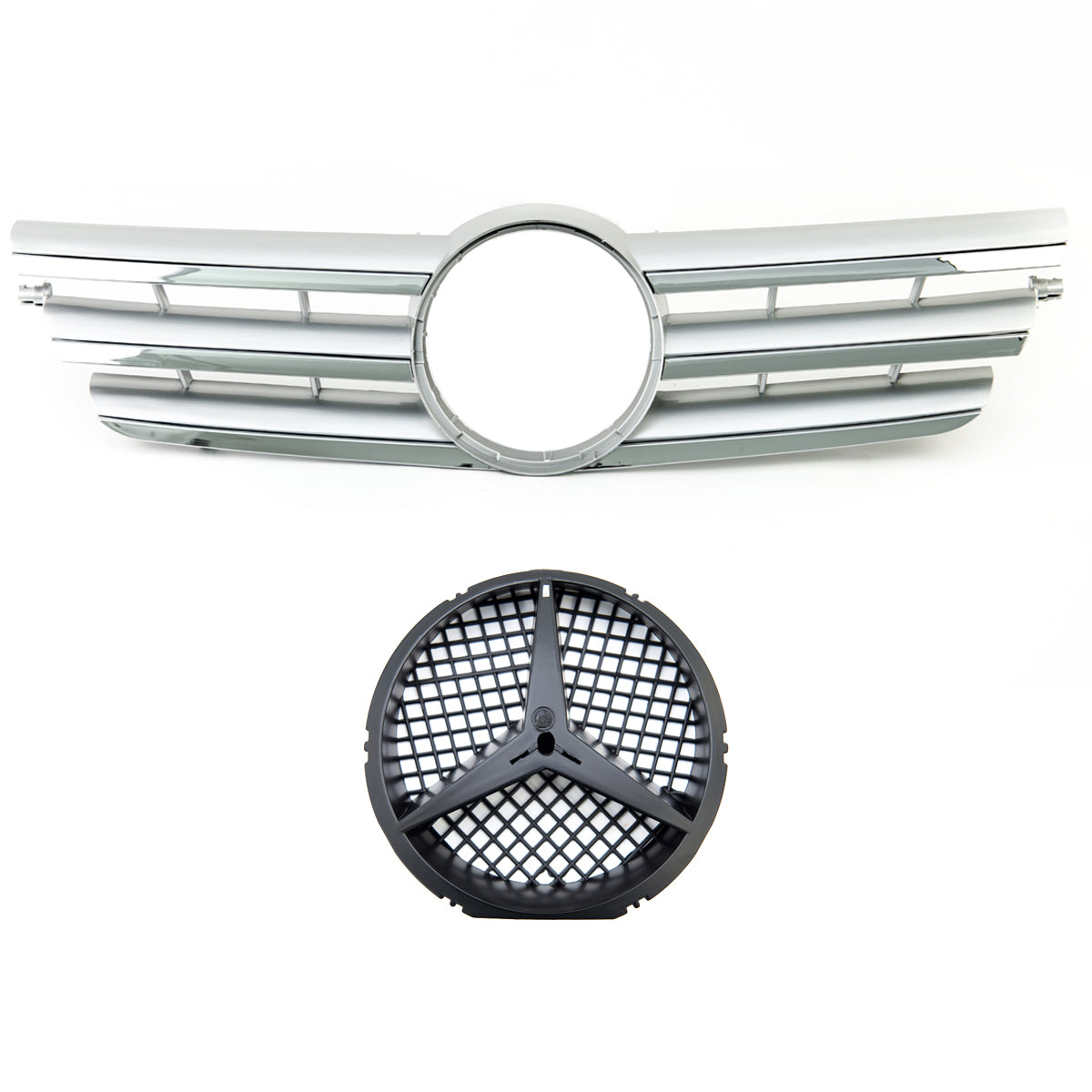 Front Grille Silver Chrome passend für Mercedes C-Class Sportcoupe CL203 00-07 – Bild 2