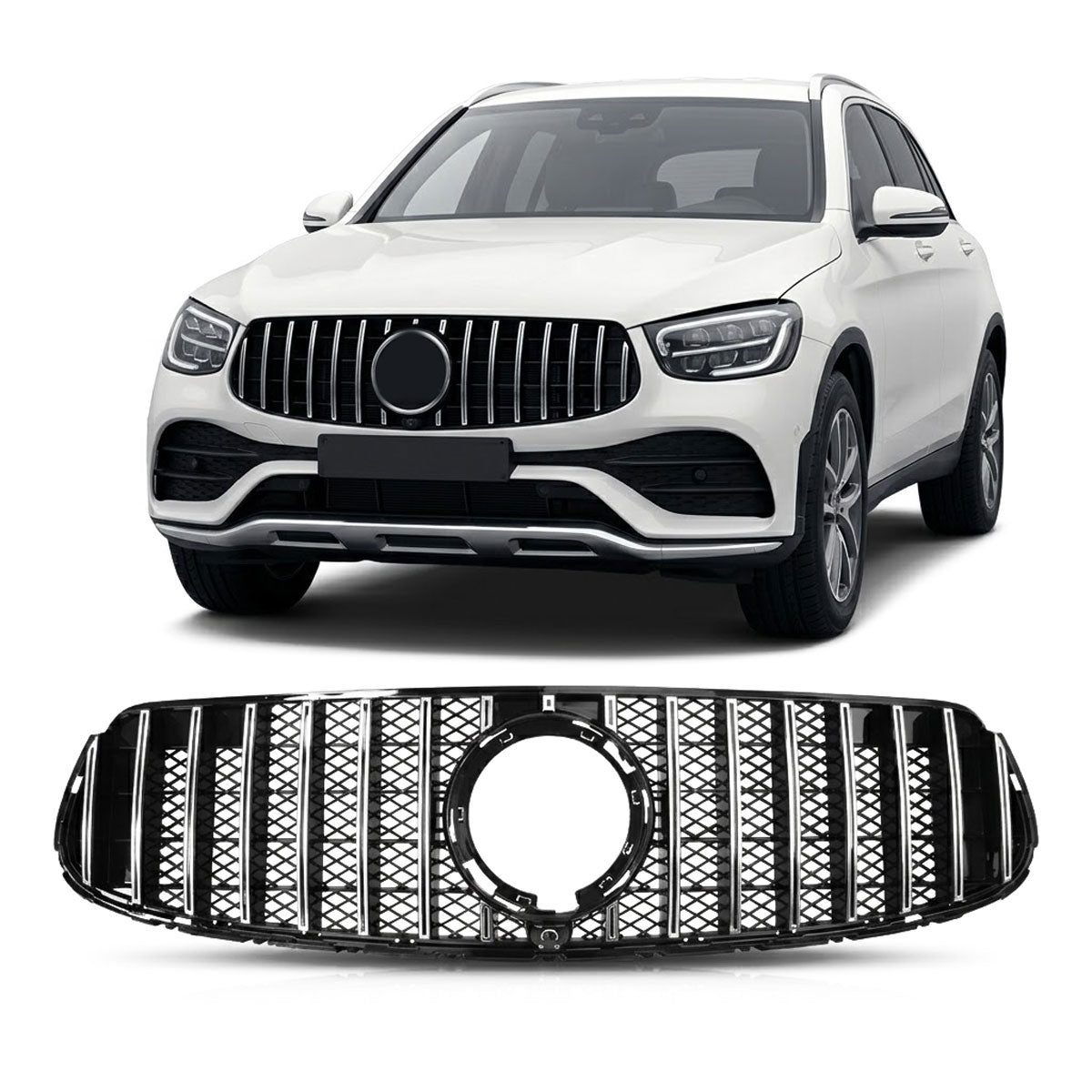 Chrome GT Style Grille passend für Mercedes GLC X253 C253 2020-2023 – Bild 1