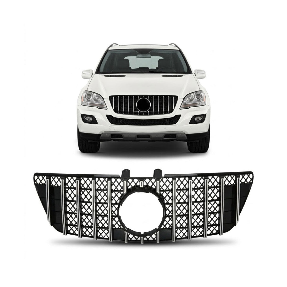 Front Grille Chrome Panamericana GT passend für Mercedes ML-Class W164 2009-2011 – Bild 1