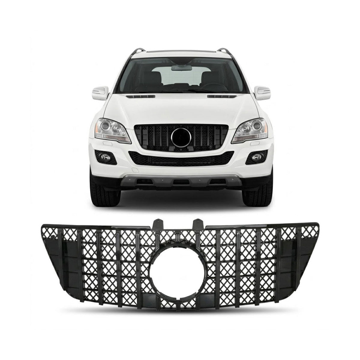 Front Grille Panamericana GT Gloss Black passend für Mercedes ML W164 2009-2011 – Bild 1