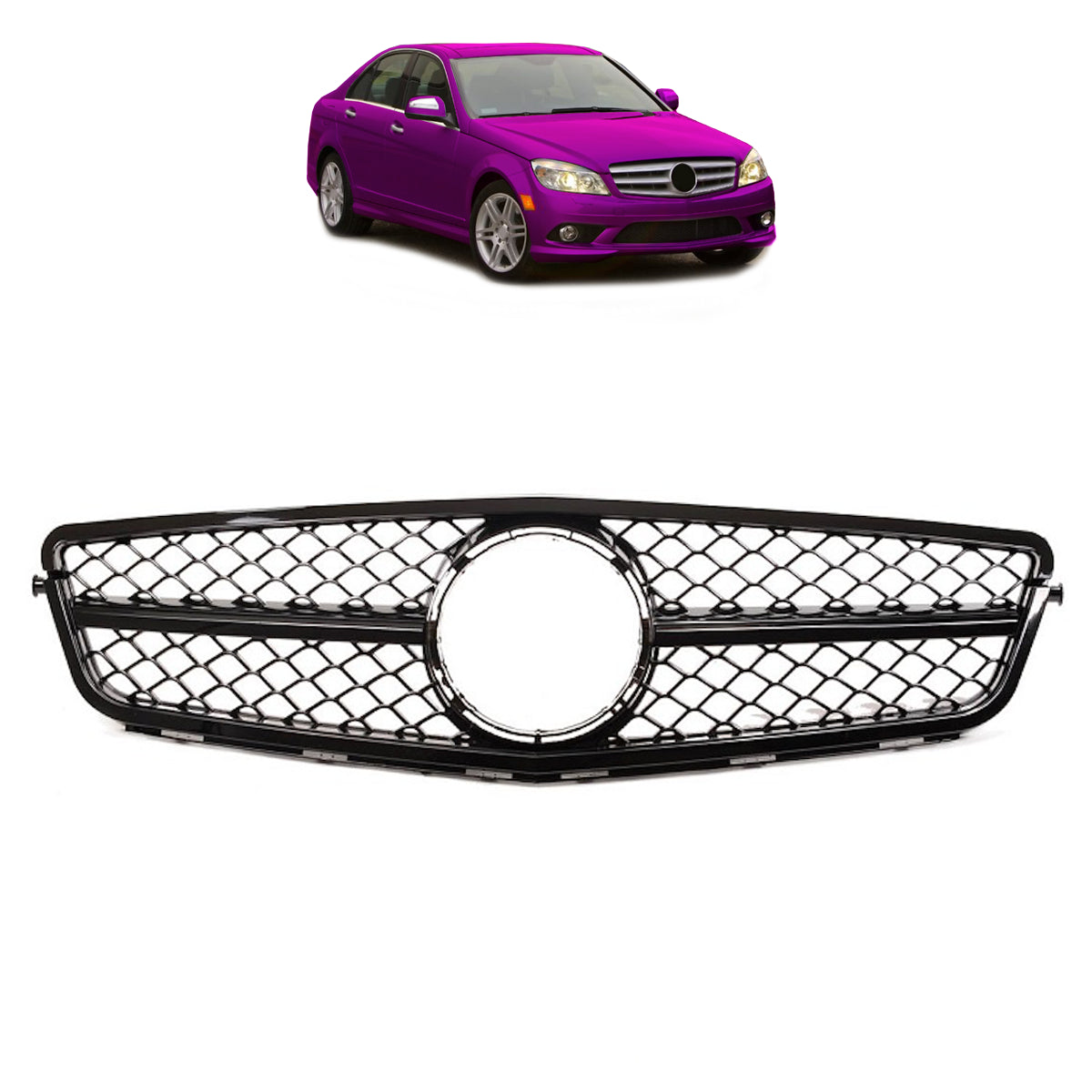 Gloss Black Front Grille passend für Mercedes C-Class W204 2007-2015 – Bild 1