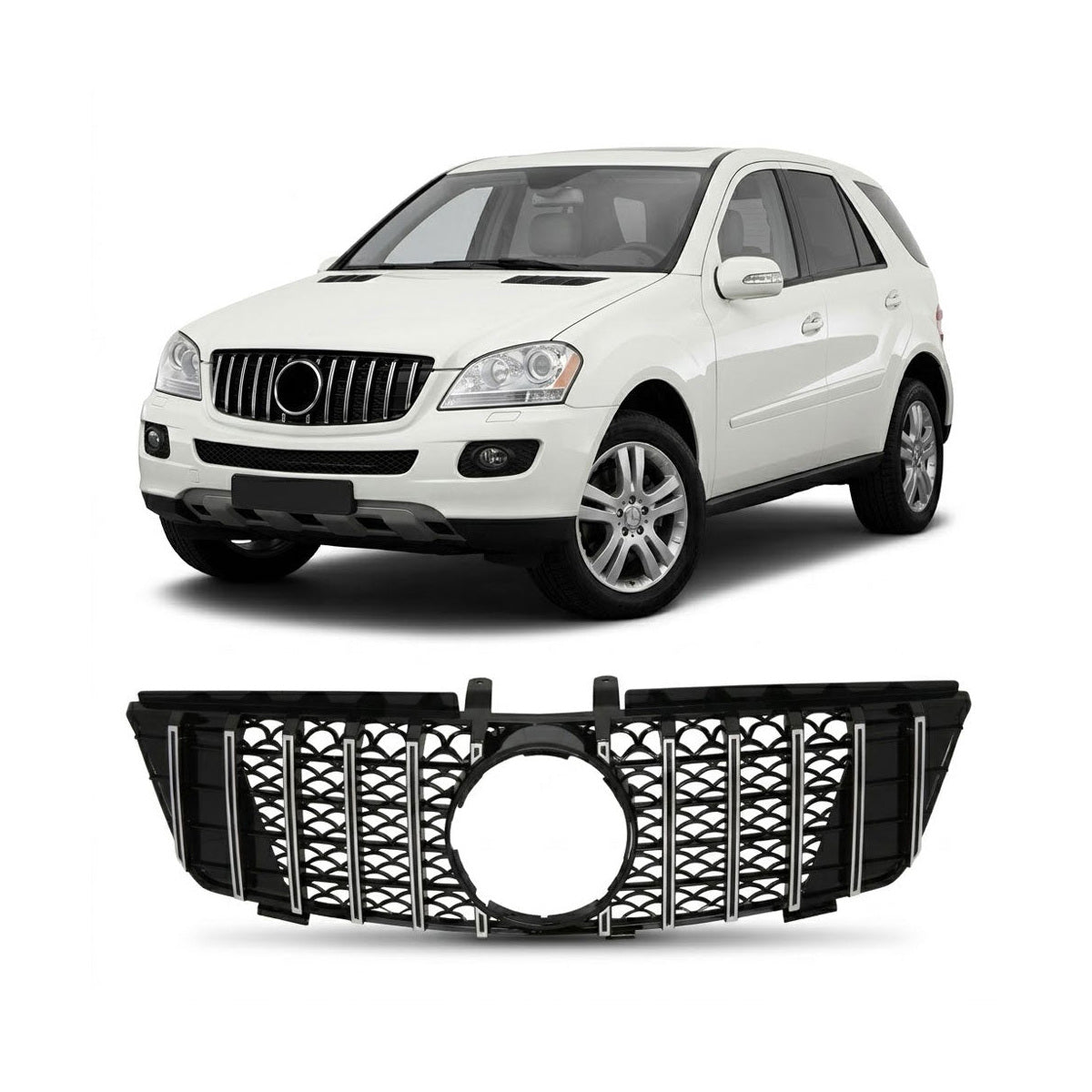 Front Grille Chrome Panamericana GT passend für Mercedes ML W164 2005-2008 – Bild 1