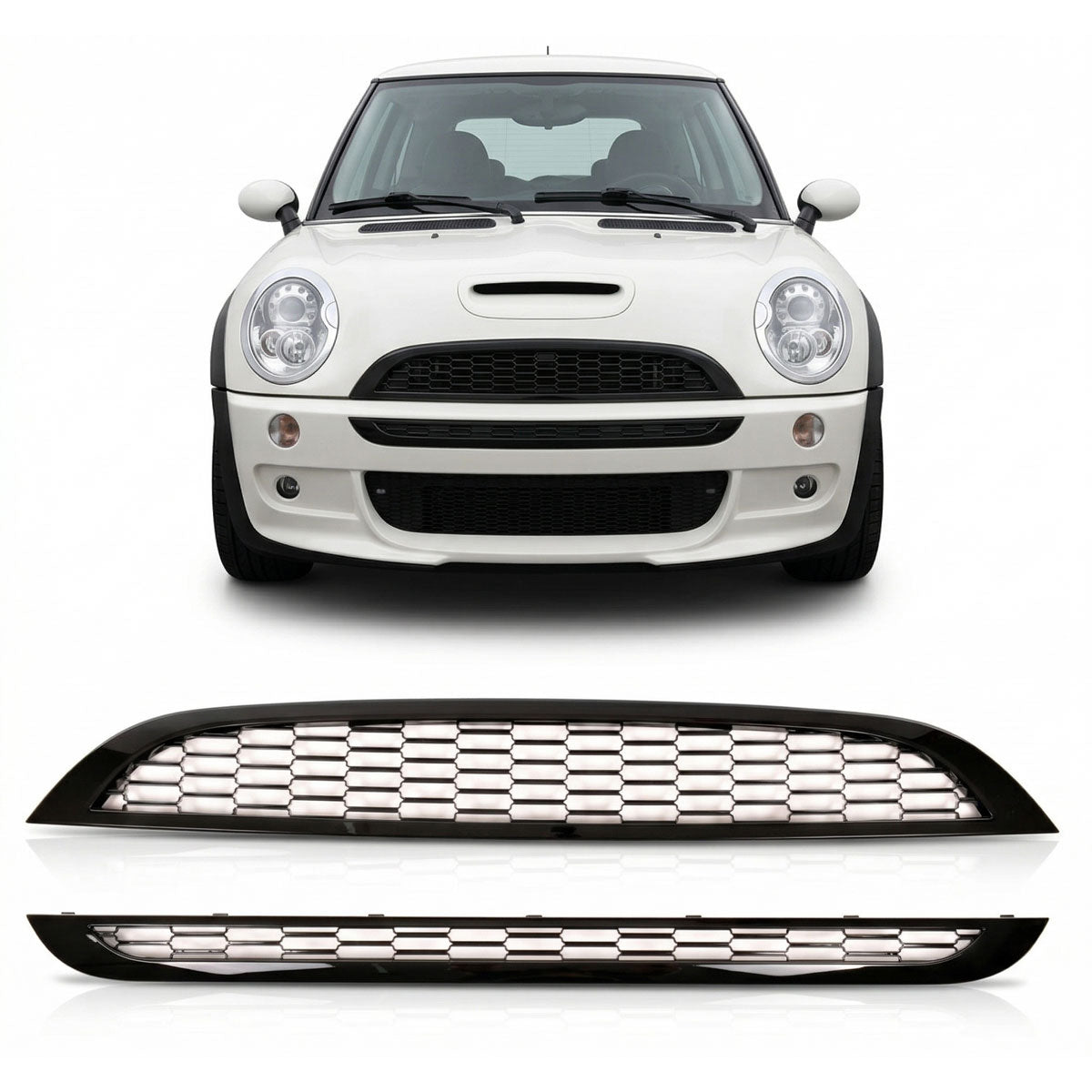 Front Grille Gloss Black passend für MINI Hatchback R50 R53 2001-2006 – Bild 1