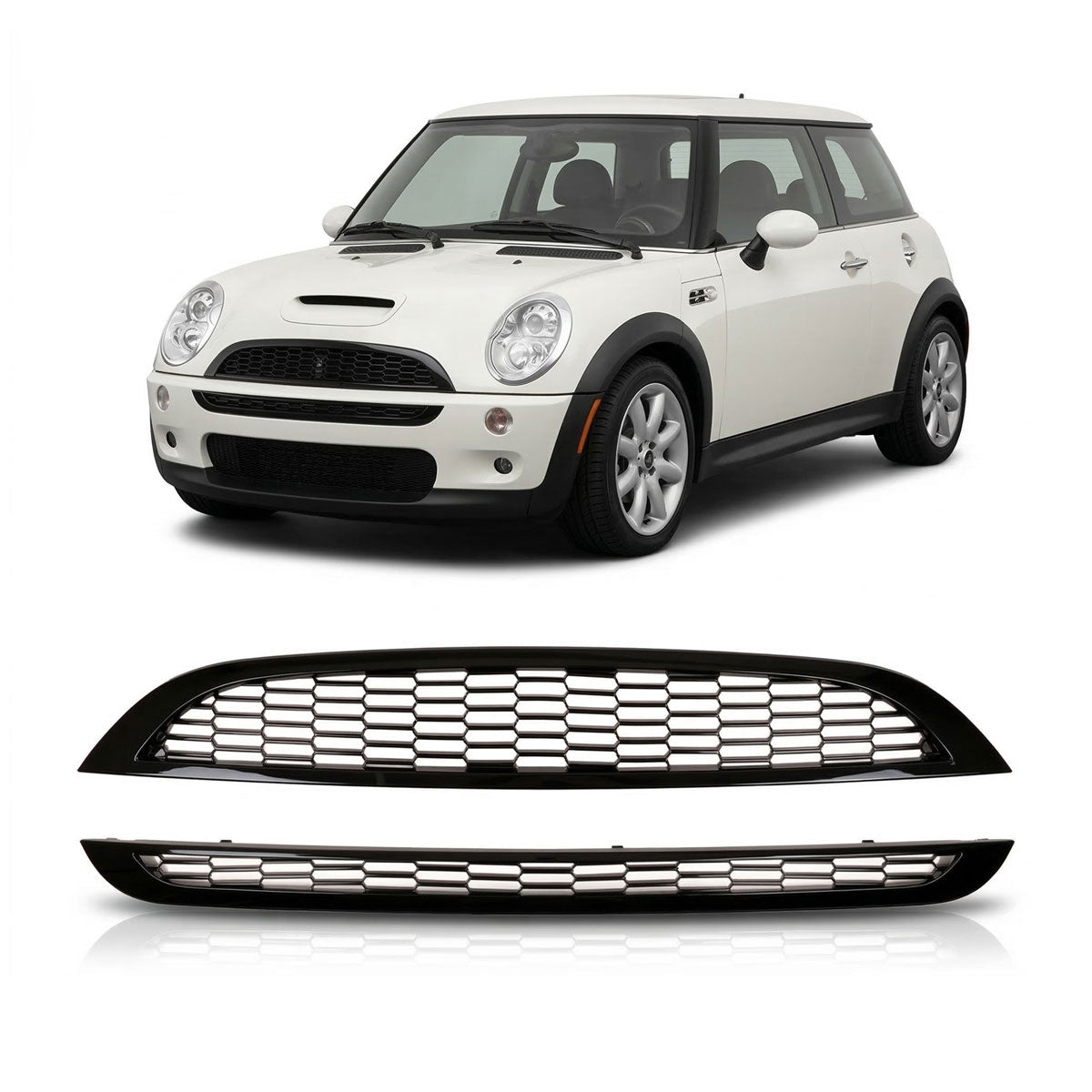 Front Grille Gloss Black passend für MINI Hatchback (R50, R53) 2001-2006 – Bild 1