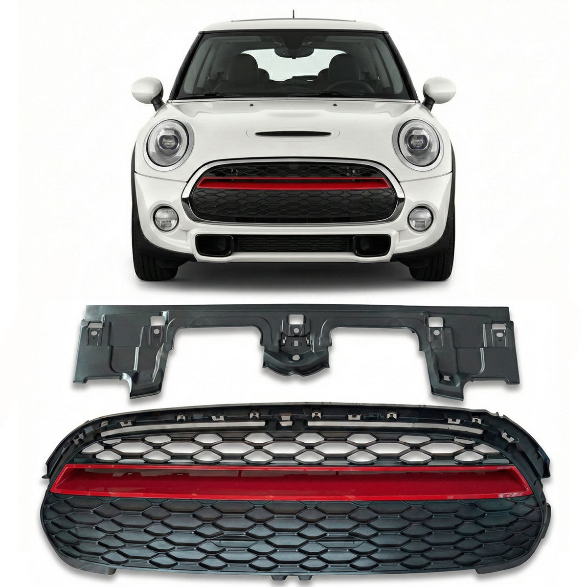 Front Grille Black/Red passend für MINI Hatchback F55 F56 F57 2013-2020 – Bild 1