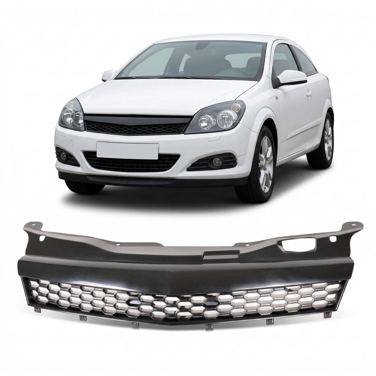 Front Badgeless Mesh Grille Black passend für Opel Astra H 2004-2007 – Bild 1