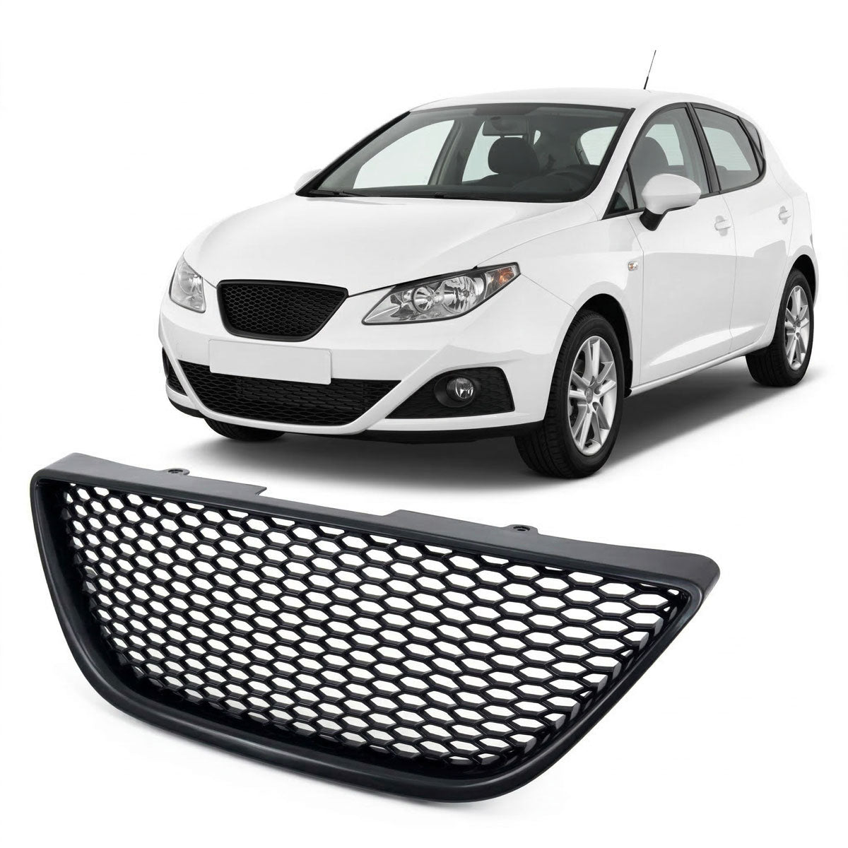 Front Grille Matt Black Badgeless passend für SEAT Ibiza IV 6J 2008-2012 – Bild 1